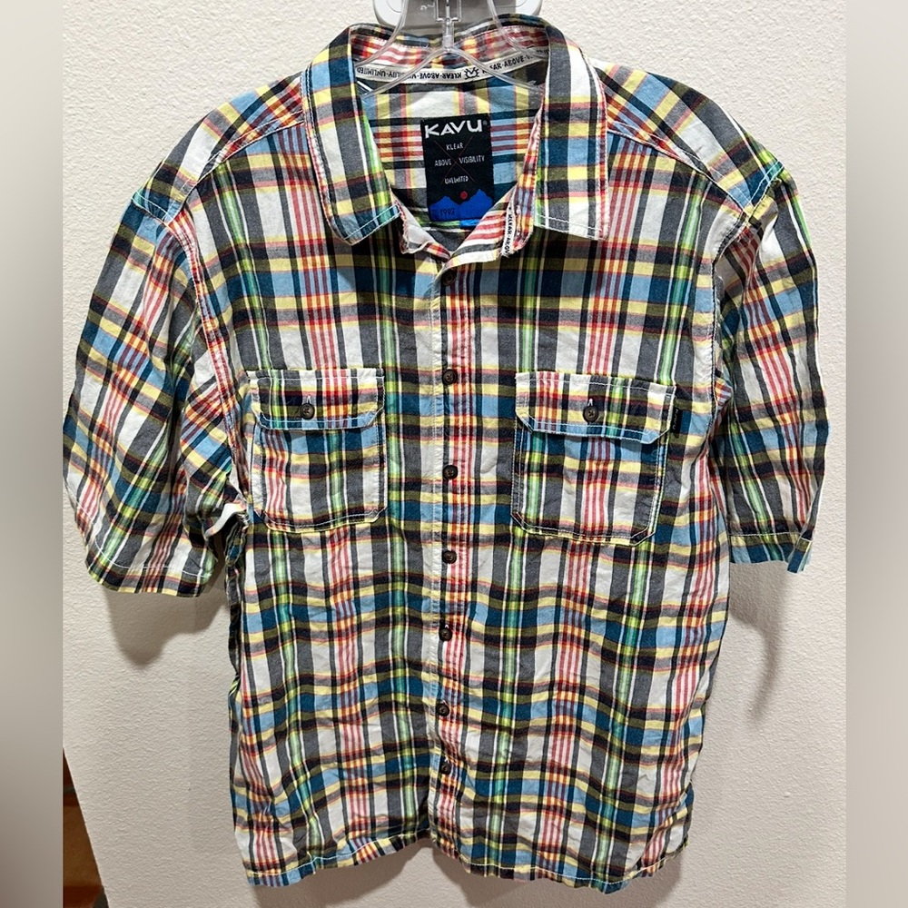 KAVU NWT Men's Vibrant Plaid Button Down Shirt‎ Large